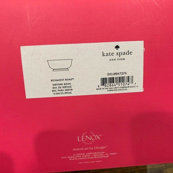 New Kate Spade Richmont Road Serving Bowl 8.5” - Picture 5 of 6